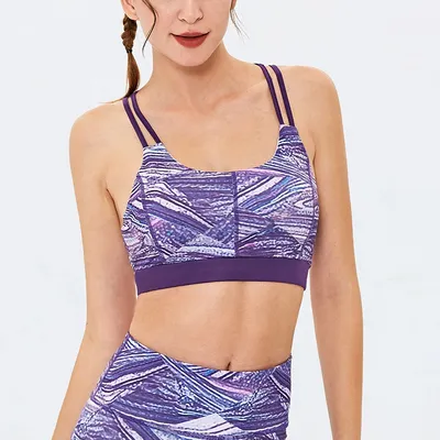 Factory Wholesale Strappy Padded Sport Wear Fitness Clothing Gym Bra Women Yoga Tops Bra Manufacturer