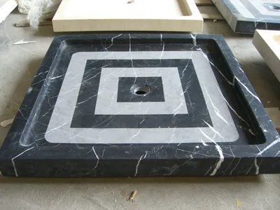 Nero Marquina Marble Shower Pan