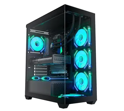 Sea View Gaming Case ATX Glass PC Computer Case with 3 Fans at Side