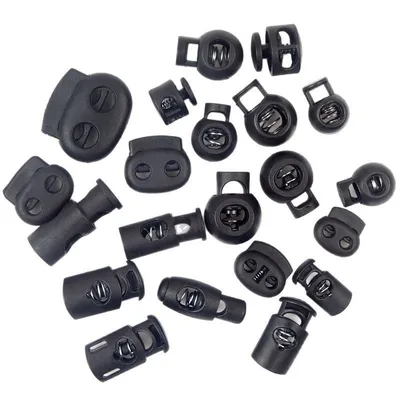 Plastic Spring Cord Locks, Bell-Shaped & "Pig-Nose" Styles — Drawstring Adjusters, Cord Stoppers, and Fasteners for Clothing, Bags, and Accessories