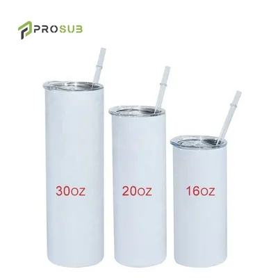 Prosub Sublimation Water Bottle Tumbler Double Walled Insulated Sublime Mugs 20 Oz Straight Skinny Blank Sublimation Tumblers
