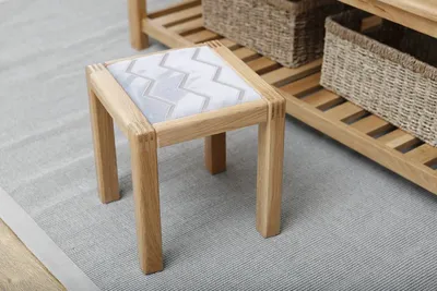 Zerun Wood Solid Oak Dressing Stool for Dressing Room, Natural Finish