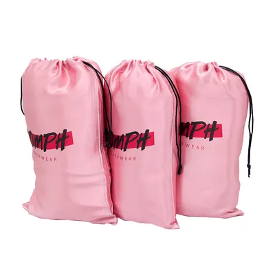 Hair Packing Silk Bags Custom Logo Hair Bundle Packaging Satin Bags, OEM Customized Pink Olor 100PC