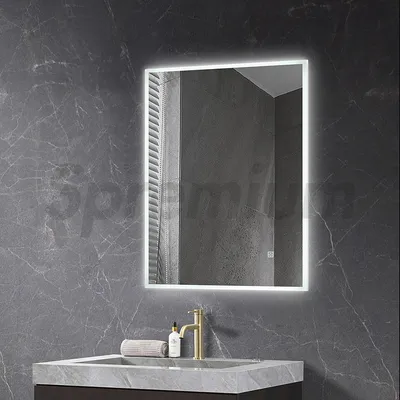Acrylic Back Rectangle LED Light Bathroom Wall Mirror with Defogger