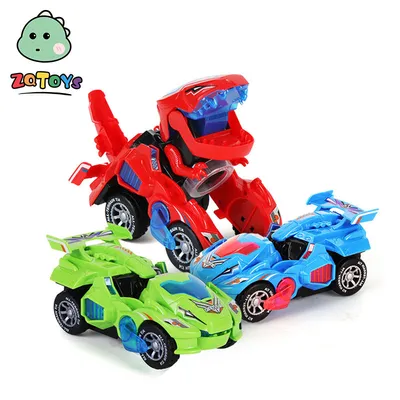 2026 New Electric Dinosaur Transformer Car 2 in 1 Deformation Robot Vehicle with Universal Wheel, Light & Sound Kids Interactive Toy