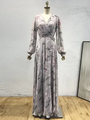 Women Long Sleeve Wrap Maxi Dress
