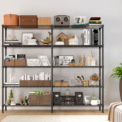 Multi-Functional Tall Storage Rack 5 Tiers Wire Shelving Unit for Efficient Organization of Books Albums and Ornaments