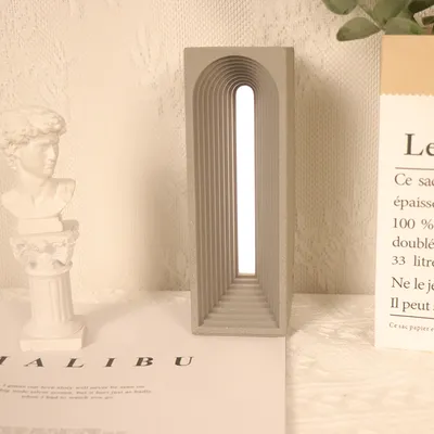 Newest Cement LED Night Light USB Charge Battery Power Bedside Desk Lamp Christmas Gift