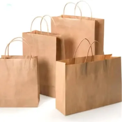 Eco-Friendly Kraft Paper Bags with Reinforced Handles for Retail Shopping & Gift Giving