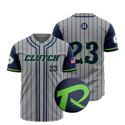 Full Button 100% Polyester Mesh Sublimation Grey Baseball Team Jersey for Sports Uniform Wear