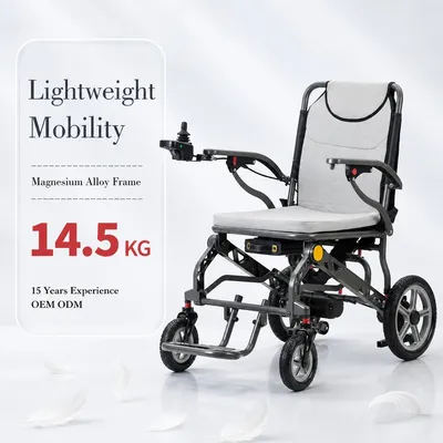 Custom Design Lightweight Magnesium Alloy Power Wheelchair Foldable Electric Wheelchair