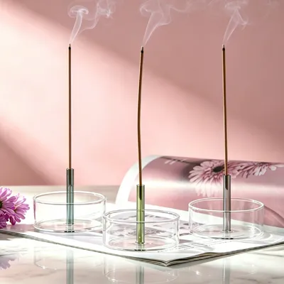 Creative Glass Incense Holder with Ash Collector for Home Decoration