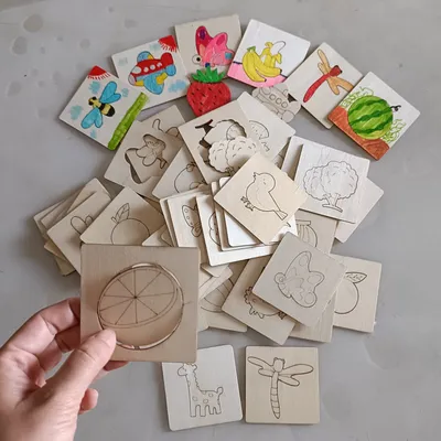 Factory Direct Sales Montessori Kids Drawing Wooden DIY Stencils Craft Toys