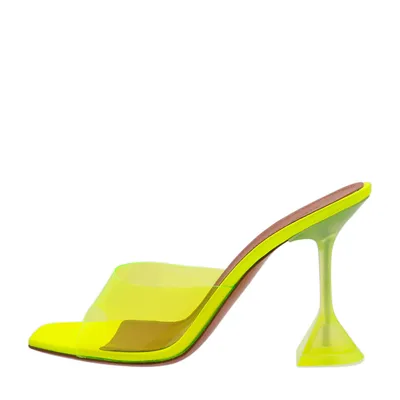 PVC Strap Neon Color Sandals Women Sculptural Pyramid Heels for Ladies
