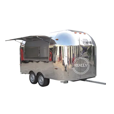 Street Food Cart Thailand Food Truck Container USA Standard Food Truck Cabinets Fast Food Long Trailer with Sunshade