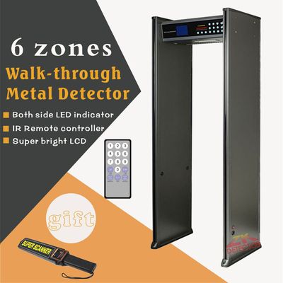 Security Walk Through Metal Detector, 6 Zones Door Frame Metal Detector