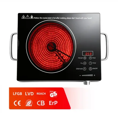 Household 2000W Portable Single Burner Stainless Steel Electric Hot Plate