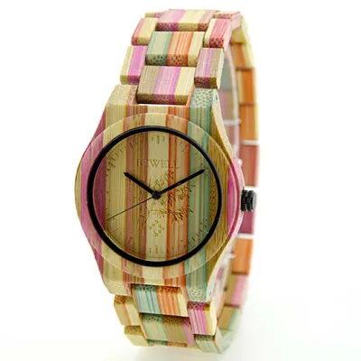 Customized Logo Premium Quality Couple Colorful Quartz Bamboo Watch
