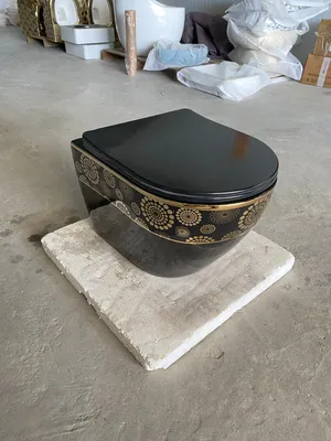 Wall Hung Toilet Black Gold Color Electoplating High Temperature P-Trap