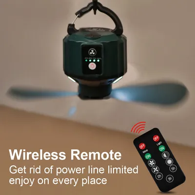 Rechargeable Portable Outdoor Camping Camp Fan Light with LED