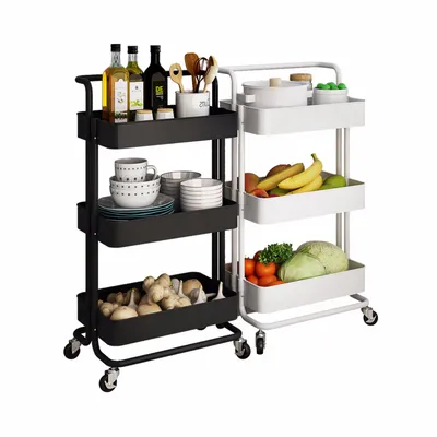 Serving Trolley with 2 Brakes for Kitchen, Bathroom, Office