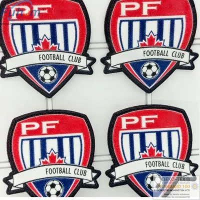 Eco-Friendly Football Club Custom Logo Flocking Heat Transfer 3D Label for Clothing