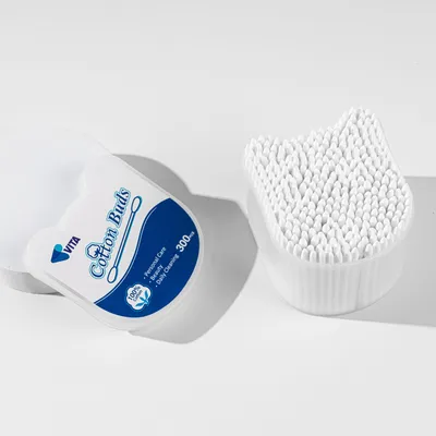300PCS Wholesale Disposable Eco-Friendly Natural Cotton Swab Plastic Stick Cotton Ear Buds