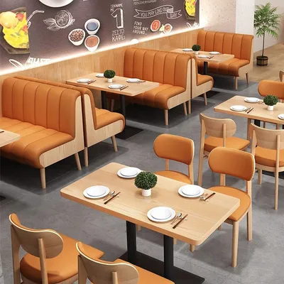 Modern Elegant Fast Food Furniture Wooden Restaurant for Coffee Shops Booth
