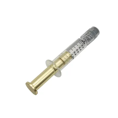 Air Tight 1ml Luer Lock Distillate Glass Syringe with Gold Metal Plunger