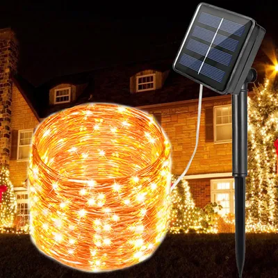 Solar Copper Wire Lights LED Remote Control Room Full of Stars Wedding Garden Holiday Decoration String Lights