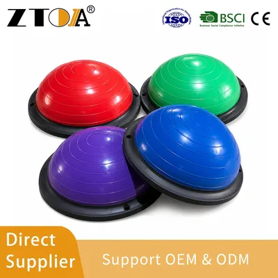 58cm PVC Balance Trainer Bosu Ball with Resistance Bands for Home Gym
