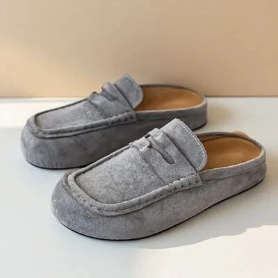 New Thick Soled Neutral 1: 1 Soft Leather Street Lazy Shoes Slippers