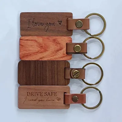 Rectangle Plain Wooden Keychain for Engraving Wood Keychains Personalized Wood Keyring Blanks Key Chains