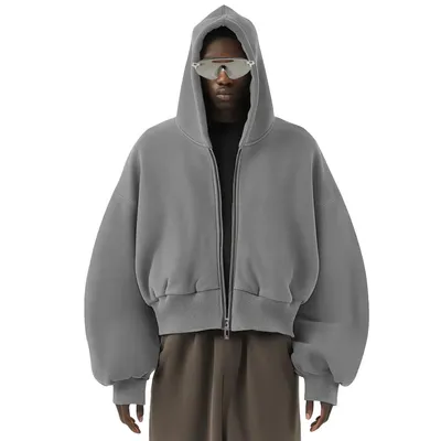 Zip up Custom Oversized Cotton Heavyweight Sweatshirt 600GSM Streetwear Essentials Hoodie Men
