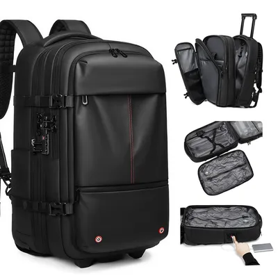 Anti-Theft USB Port Tsa Lock 17" Laptop One-Click Vacuum Compression Backpack