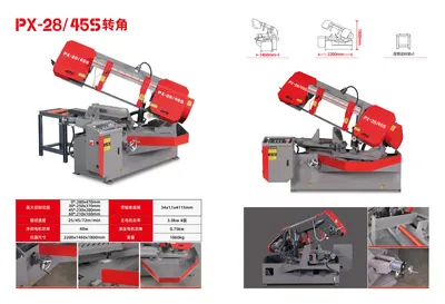 Scissors Type 280mm 0-60° Semi-Automatic Metal Cutting Band Sawing Machine