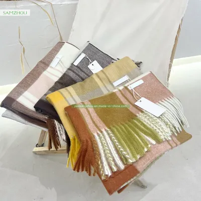 Viscose Classic British Plaid Scarf Cashmere Lady Shawl Winter with Tassel