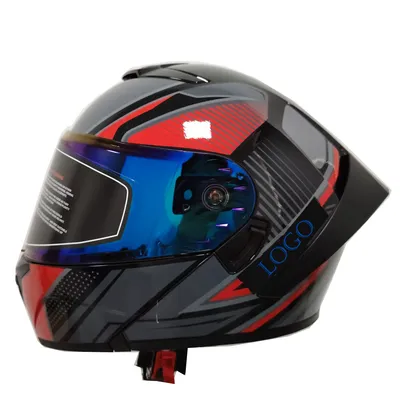 Cool Red Silver Decal with Tinted Visor Flip up Helmet ECE DOT Helmet