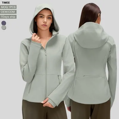 Women Hooded Fleece Lined Softshell Jacket Waist Cinched Slim Fit Functional Outdoor Sports Windbreaker Coat
