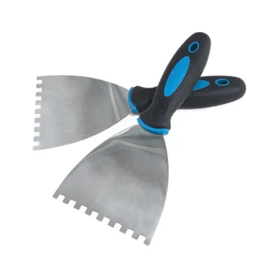 Durable Two-Color Square Teeth Modeling Putty Knife for Construction