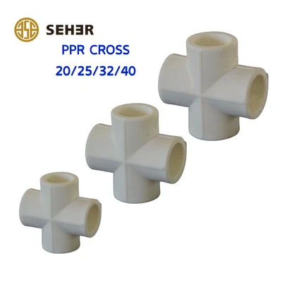 DN40 White PPR Cross of Pipe Fittings Customized Service