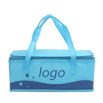 Wholesale Custom Logo Printed Promotional Portable Insulated Thermal Non Woven Food Lunch Cooler Bag