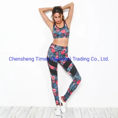 Women Yoga Mesh Splice Running Sports Suit Yoga Wear Women Gym Yoga Sets Fitness