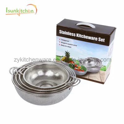 Multi Sizes Metal Sieve 9 PCS Rice Stainless Steel Collapsible Colander Kitchenware Set