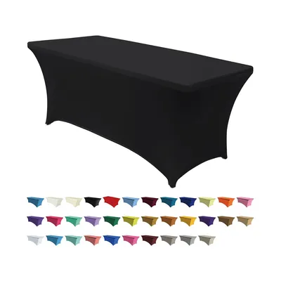 Custom Logo Table Cloths Events Spandex Table Cover Stretch Tablecloth Cartoon Square Printed Party Trade Show Polyester Linen