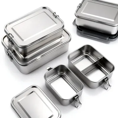 Durable Stainless Steel Storage Lunch Box Food Container for Home Office and Food Service