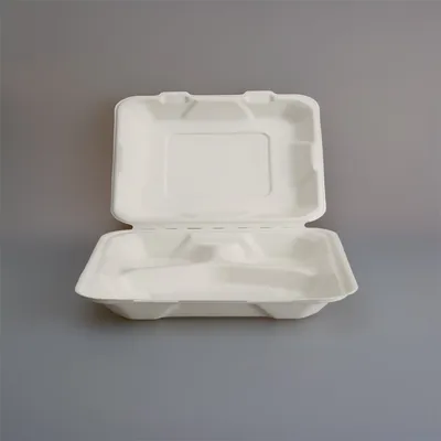 Zhongxin Eco-Friendly 3 Compartment Meal Prep Containers Disposable to Go Clamshell Food Containers with Secure Snap Hinged Lid PC083