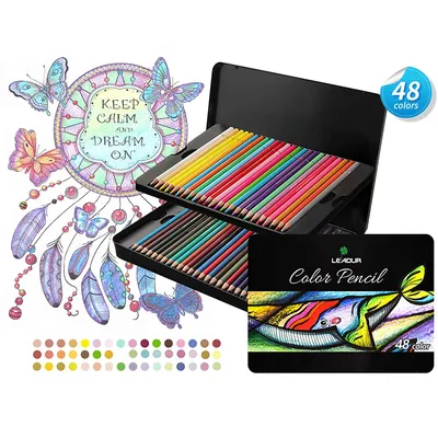 Colored Pencils Set of 48 with Color Number 3.9mm Soft Core Color Pencil Set