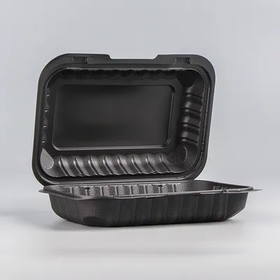 Wholes Sales Black Mfpp Microwavable PP Take Away Lunch Packing Containers Clamshell Takeout Food Bento Box Hinged Containers