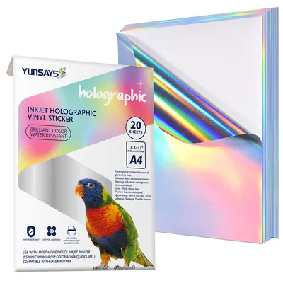Waterproof A4 Sheet Inkjet Vinyl Sticker Paper for Laser Printer Wholesale Printable Holographic Sticker Paper